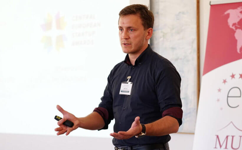 Marko Rant of InvoiceExchange (Slovenia), winners of Best Presentation - pitching to angel investors